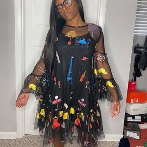 Black Appliqué Dress